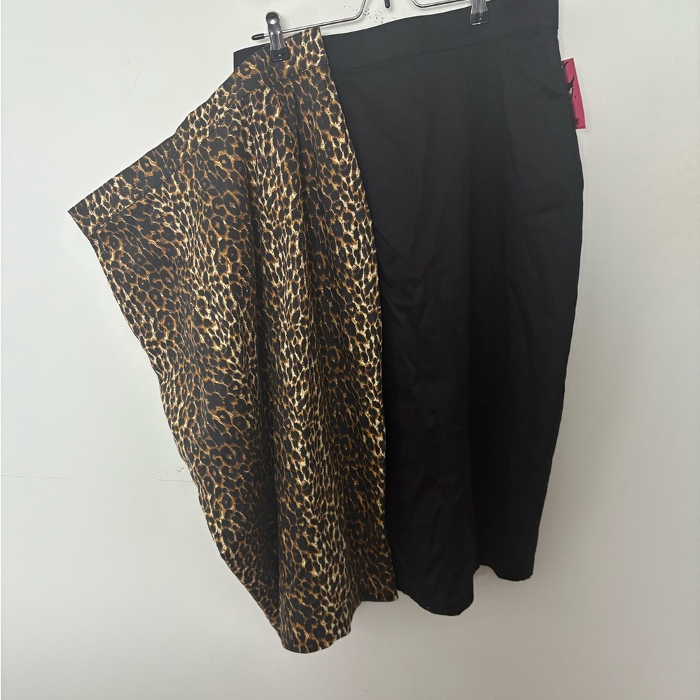 Vixen by Micheline Pitt Asymmetrical Wrap Skirt Brown and Black Midi